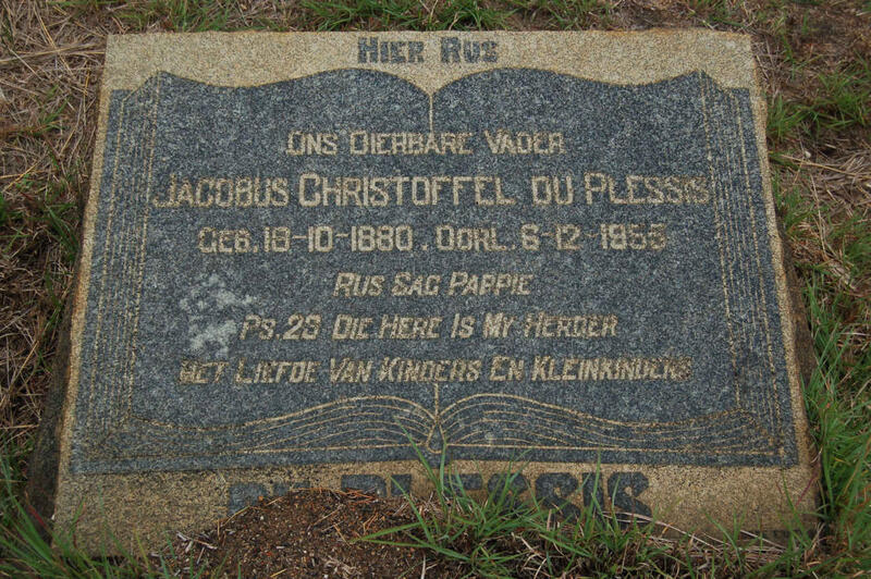 PLESSIS Jacobus Christoffel, du 1880-1955