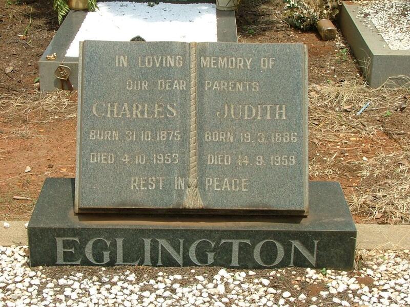 EGLINGTON Charles 1875-1953 & Judith 1886-1959