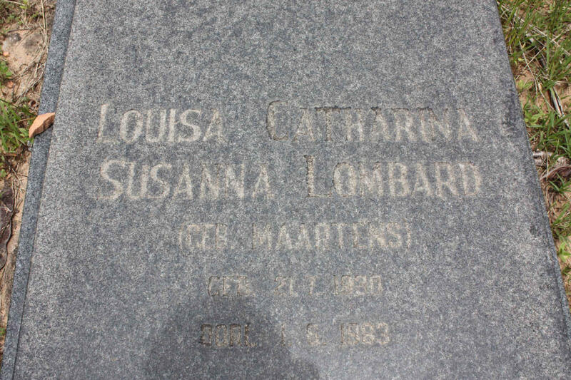 LOMBARD Louisa Catharina Susanna nee MAARTENS 19?-1983