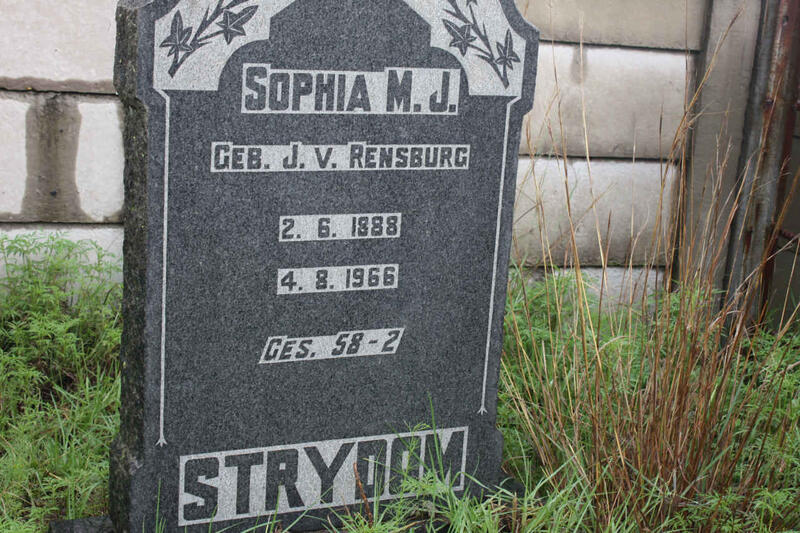 STRYDOM Sophia M.L. nee J.V. RENSBURG 1888-1966
