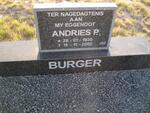 BURGER Andries P. 1930-2002