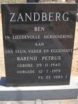 ZANDBERG Barend Petrus 1940-1979