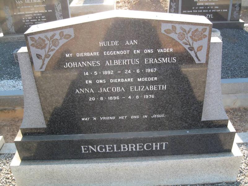ENGELBRECHT Johannes Albertus Erasmus 1892-1967 & Anna Jacoba Elizabeth 1896-1976