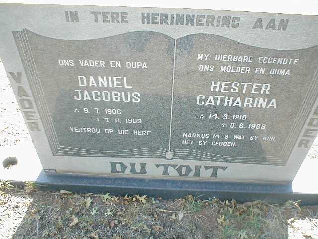 TOIT Daniel Jacobus, du 1906 - 1989 & Hester Catharina 1910 - 1988