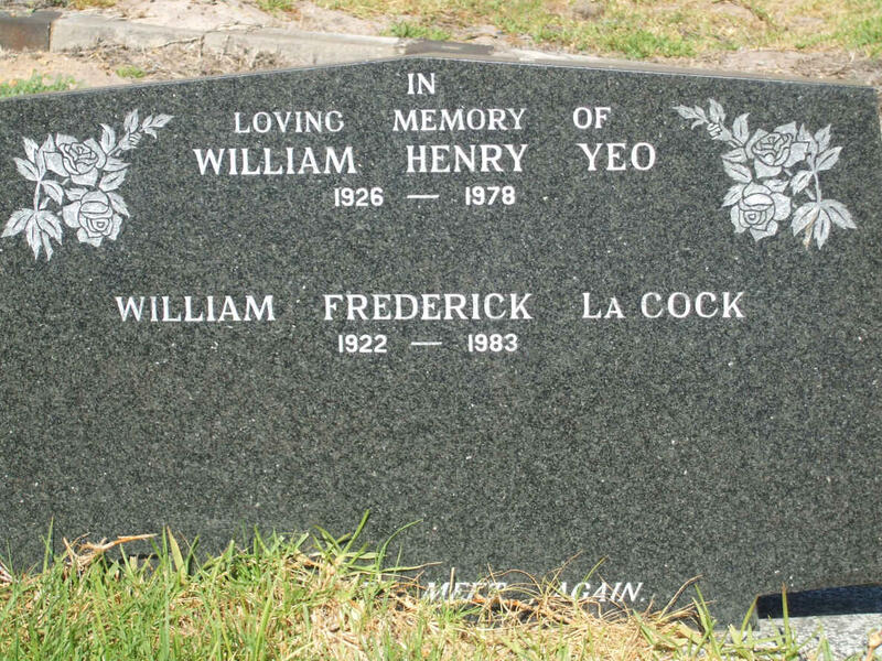YEO William Henry 1926-1978 :: LA COCK William Frederick 1922-1983