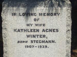 WINTER Kathleen Agnes nee STEGMANN 1907-1939