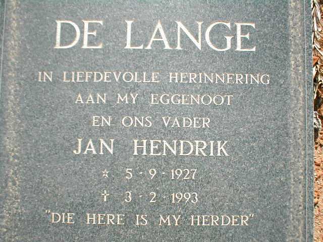 LANGE Jan Hendrik, de 1927-1993