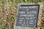 SCHREUDER Linda Aletta nee HISLOP 1920-1988
