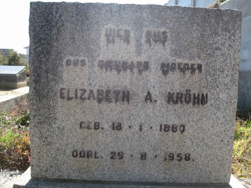 KROHN Elizabeth A. 1880-1958