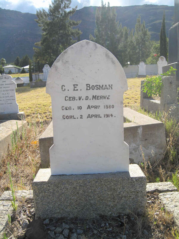 BOSMAN C.E. nee VAN DER MERWE 1880-1914