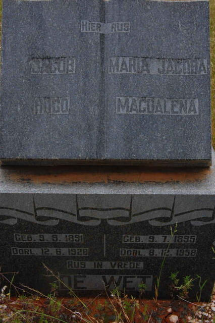 WET Jacob Hugo, de 1891-1928 & Maria Jacoba Magdalena 1895-1958