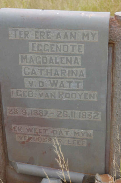 WATT Magdalena Catharina, v.d. nee VAN ROOYEN 1887-1932