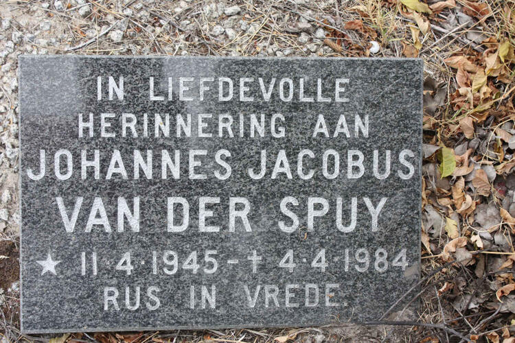 SPUY Johannes Jacobus, van der 1945-1984