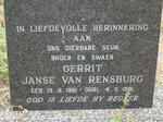 RENSBURG Gerrit, Janse van 1961-1981