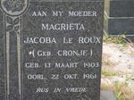 ROUX Magrieta Jacoba, Le nee CRONJE 1903-1961