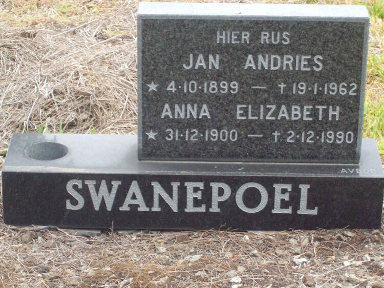 SWANEPOEL Jan Andries 1899-1962 & Anna Elizabeth 1900-1990