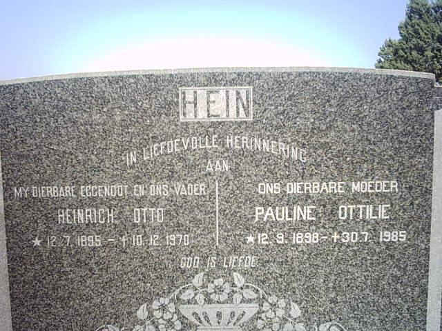 HEIN Heinrich Otto 1895-1970 & Pauline Ottilie 1898-1985