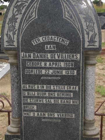 VILLIERS Jan Daniel, de 1908-1930