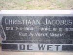 WET Christiaan Jacobus, de 1884-1932