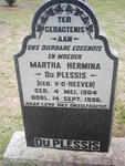 PLESSIS Martha Hermina, du nee V.D. HEEVER 1904-1938