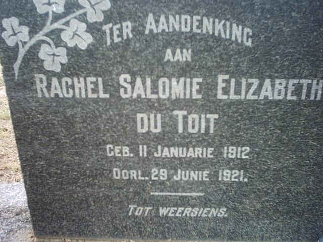 TOIT Rachel Salomie Elizabeth, du 1912-1921