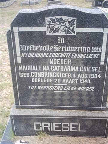 GRIESEL Magdalena Catharina nee COMBRINCK 1904-1940