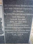 NIEMAN Aletta Wilhelmina nee MULLER 1888-1943