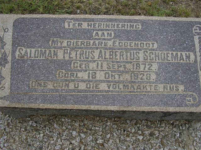 SCHOEMAN Saloman Petrus Albertus 1872-1928