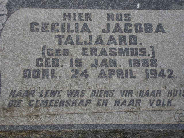 TALJAARD Cecilia Jacoba nee ERASMUS 1888-1942