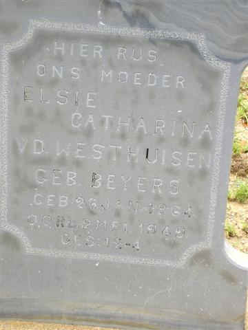 WESTHUISEN Elsie Catharina, v.d. nee BEYERS 1864-1949