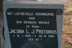 PRETORIUS Jacoba L.J. 1895-1980