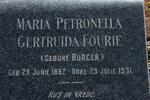 FOURIE Maria Petronella Gertruida nee BURGER 1862-1931