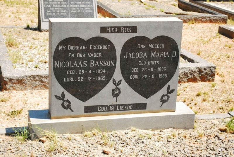 BASSON Nicolaas 1894-1965 & Jacoba Maria D. BRITS 1896-1985