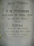 WILTSHIRE P.W. -1906 & Sarah -1914