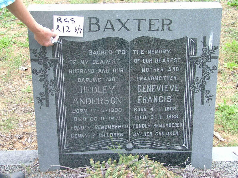 BAXTER Hedley Anderson 1908-1971 & Genevieve Francis 1909-1988