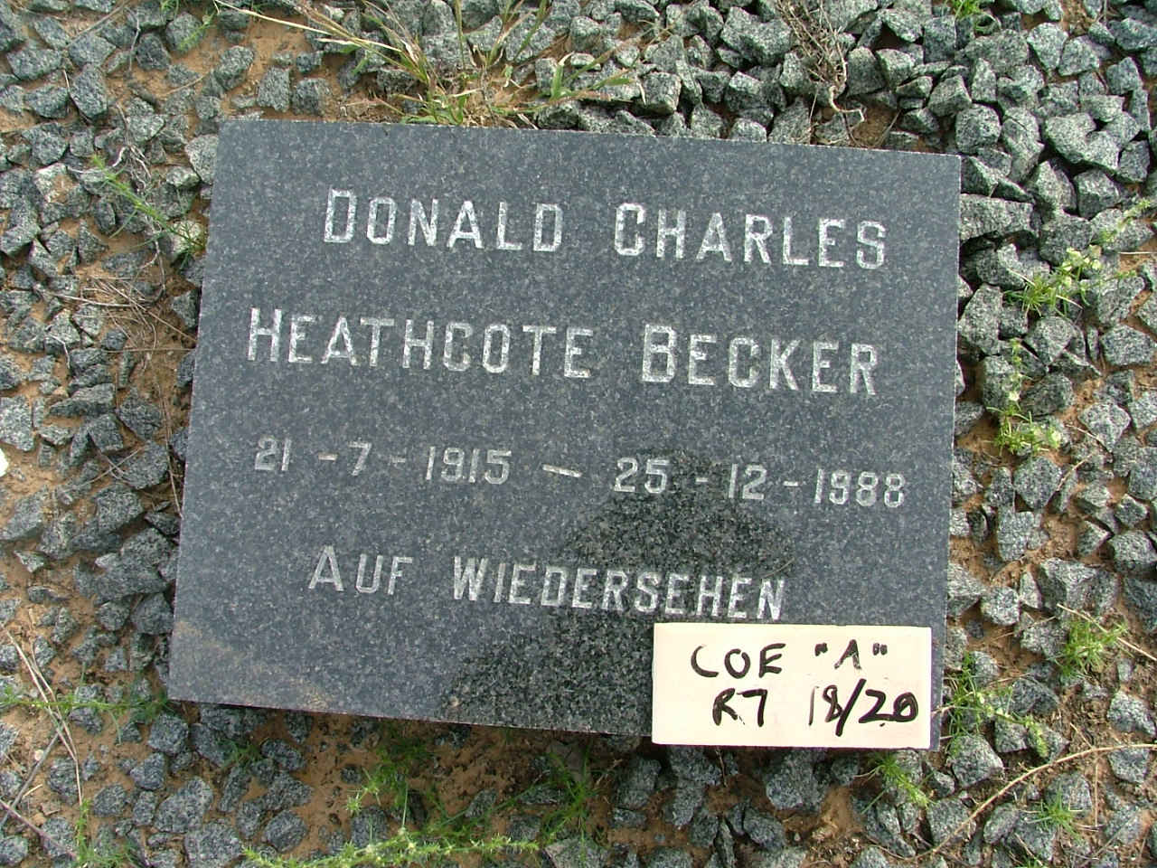 BECKER Donald Charles Heathcote 1915-1988