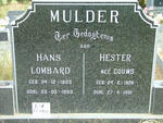 MULDER Hans Lombard 1925-1983 & Hester GOUWS 1926-1991