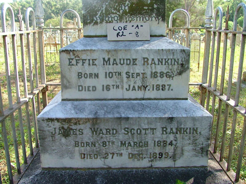 RANKIN James Ward Scott 1884-1899 ::RANKIN Effie Maude 1886-1887