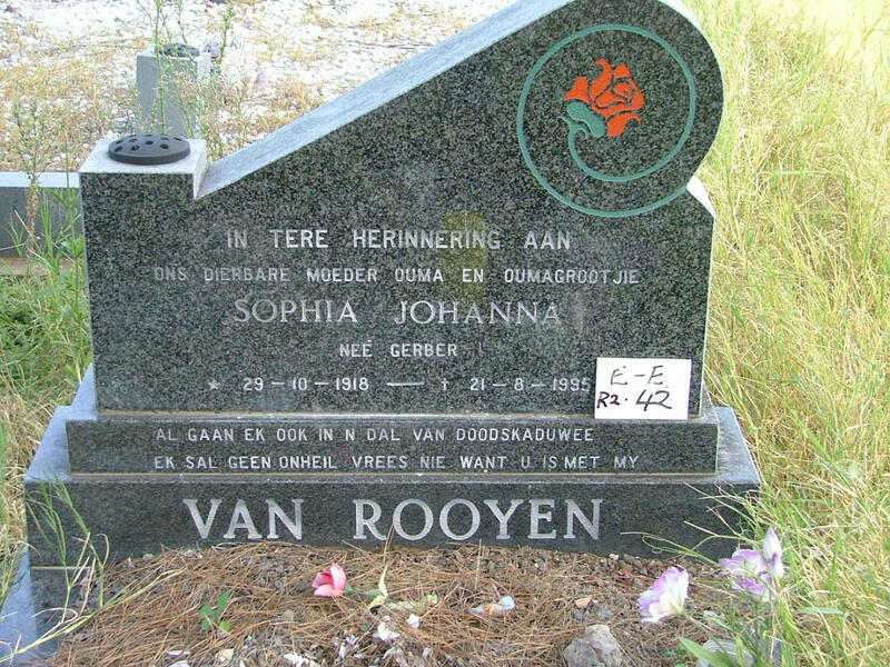 ROOYEN Sophia Johanna, van nee GERBER 1918-1995