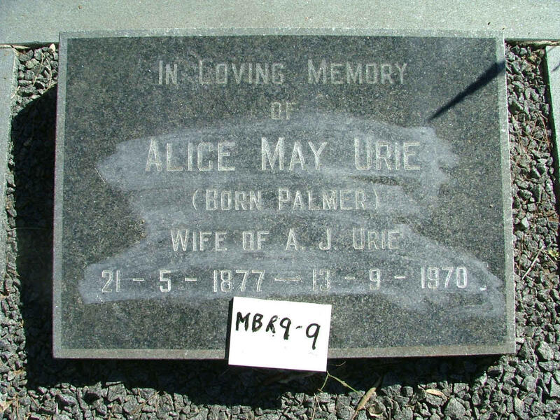 URIE Alice May nee PALMER 1877-1970