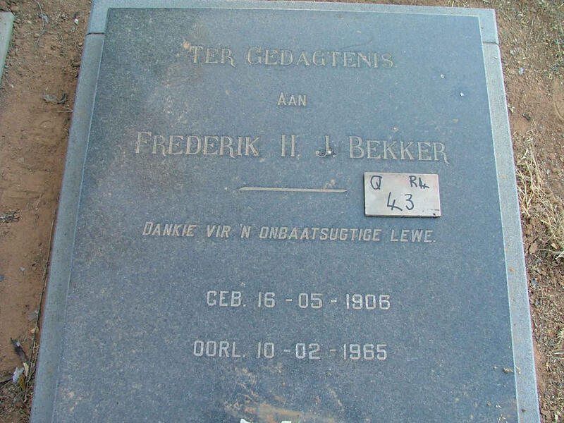 BEKKER Frederik H.J. 1906-1965