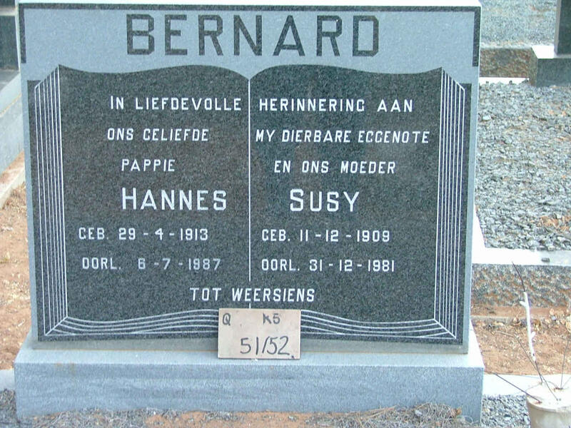 BERNARD Hannes 1913-1987 & Susy 1909-1981