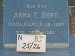 BURT Anna E. nee DE KLERK 1924-1986