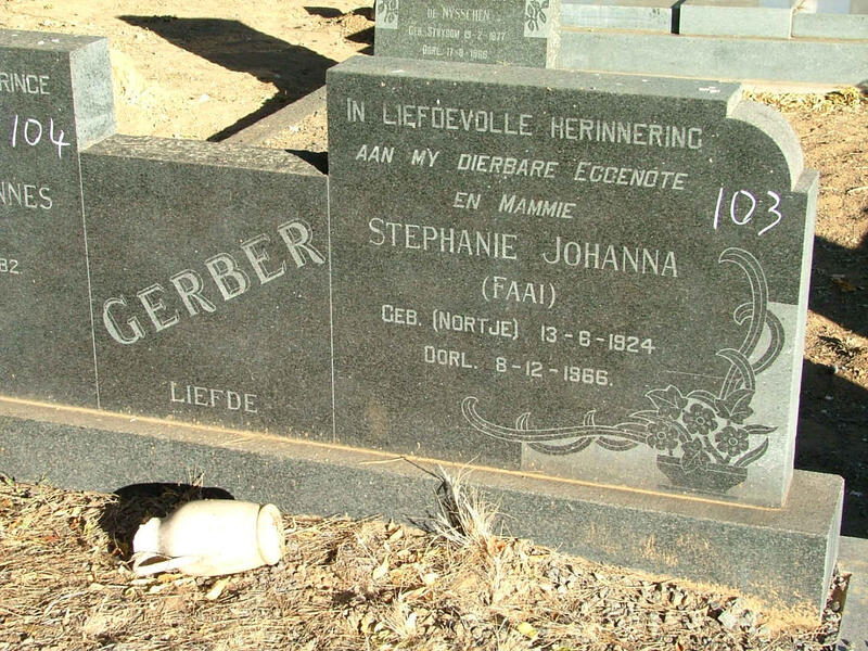 GERBER Stephanie Johanna nee NORTJE 1924-1966