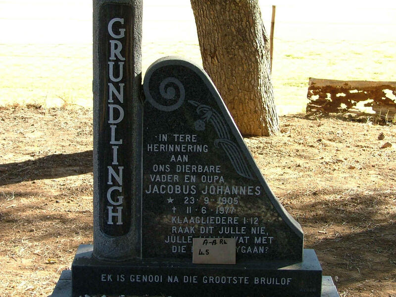 GRUNDLINGH Jacobus Johannes 1905-1977