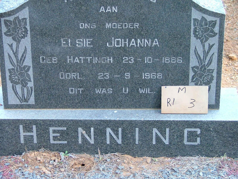 HENNING Elsie Johanna nee HATTINGH 1886-1968