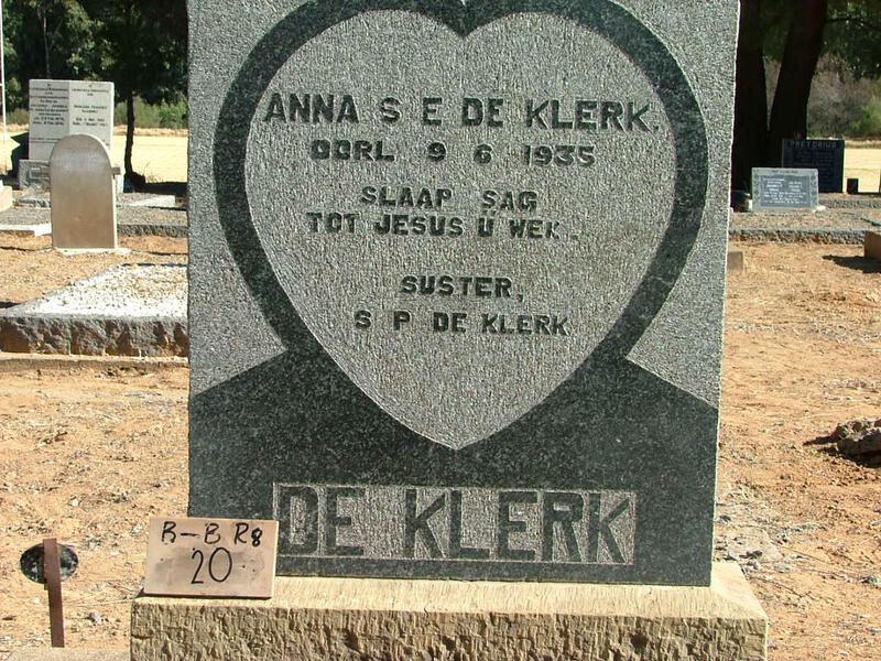 KLERK Anna S.E., de -1935