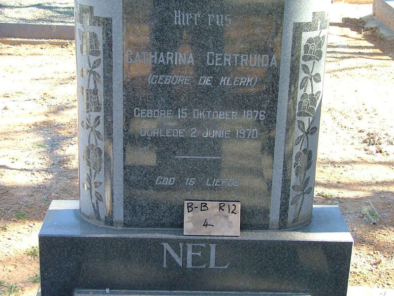 NEL Catharina Gertruida nee DE KLERK 1876-1970