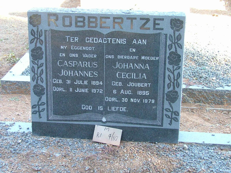 ROBBERTZE Casparus Johannes 1894-1972 & Johanna Cecilia JOUBERT 1895-1979