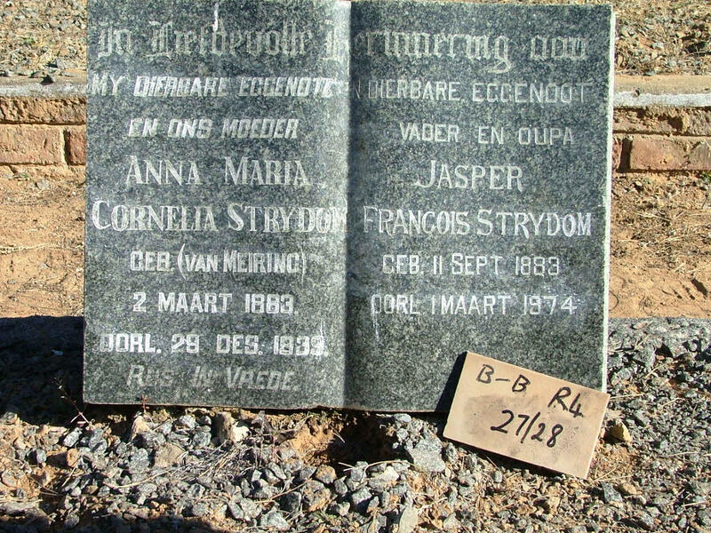STRYDOM Jasper Francois 1883-1974 & Anna Maria Cornelia VAN MEIRING 1883-1939